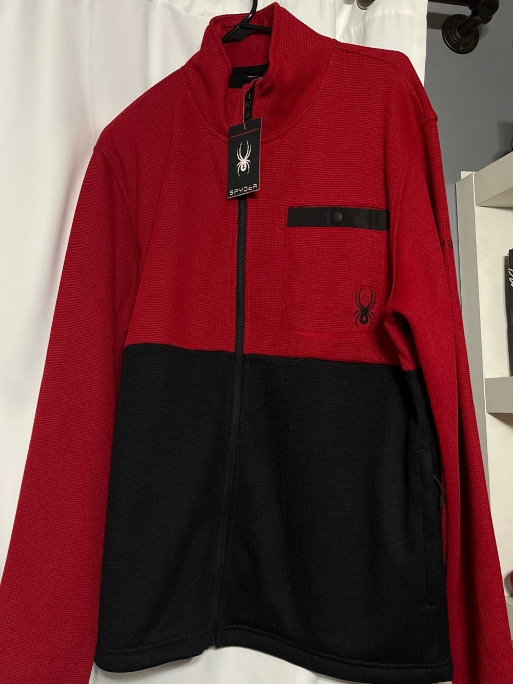 Spyder Men’s Red and Black Colorblock Full-Zip Jacket